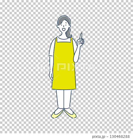 指差しして説明をしている笑顔の女性保育士のシンプルな線画イラスト素材 指差しして説明をしている笑顔の女性保育士のシンプルな線画イラスト素材 130468288