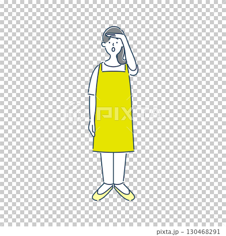 遠くを見ている女性保育士のシンプルな線画イラスト素材 遠くを見ている女性保育士のシンプルな線画イラスト素材 130468291