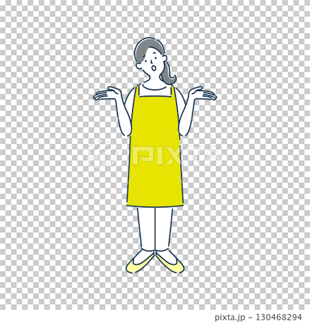 A simple line drawing illustration of a female nursery teacher who doesn't understand 130468294