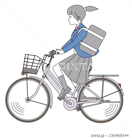 自転車に乗る女子中高生 130468544