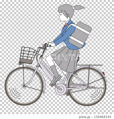 自転車に乗る女子中高生 130468544