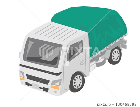 シートをかけて荷物を運ぶトラックのイラスト 130468598