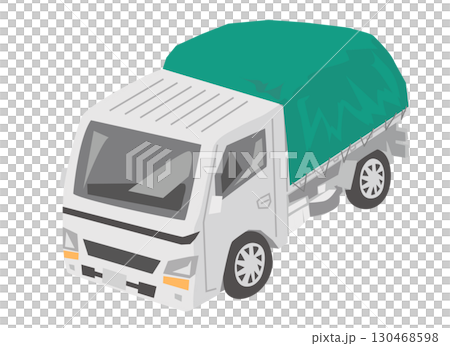 シートをかけて荷物を運ぶトラックのイラスト 130468598