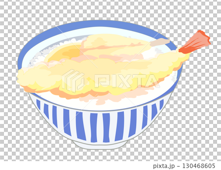 炸蝦天婦羅蓋飯插圖 130468605