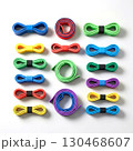 Colorful resistance bands arranged on white background 130468607