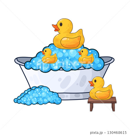 illustration of bathtub with rubber duck illustration of bathtub with rubber duck 130468615