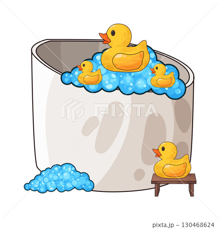 illustration of bathtub with rubber duck illustration of bathtub with rubber duck 130468624