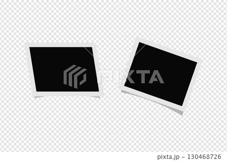 Realistic two black photo frames with shadow for paper design. Old paper blank photo frame. Realistic two black photo frames with shadow for paper design. Old paper blank photo frame. 130468726