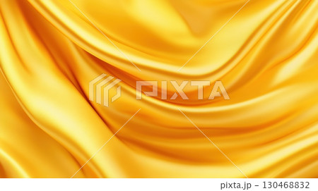 Beautiful golden silk fabric drapes elegantly in soft folds reflecting light and texture Beautiful golden silk fabric drapes elegantly in soft folds reflecting light and texture 130468832