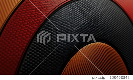 Close-up view of textured basketball surfaces showcasing vibrant colors in a creative arrangement 130468842