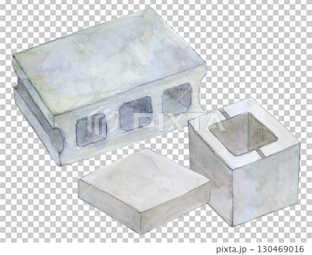 水彩插畫、手繪插畫、各類方塊 130469016