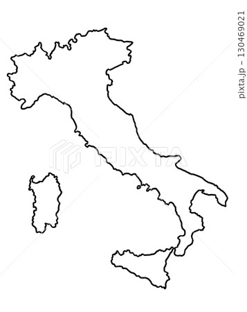 イタリアの地図（白地図） 130469021