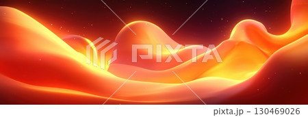 Colorful abstract landscape with flowing waves and vibrant hues at sunset 130469026
