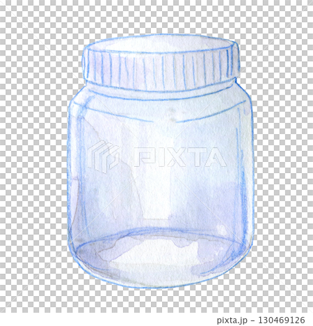 水彩イラスト　100均のガラスの小瓶 130469126