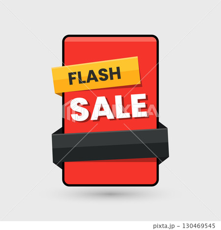 Flash Sale Badge with Ribbon 130469545
