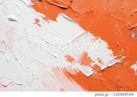 Abstract orange and white paint texture showcasing dynamic brush strokes and layered application techniques Abstract orange and white paint texture showcasing dynamic brush strokes and layered application techniques 130469594
