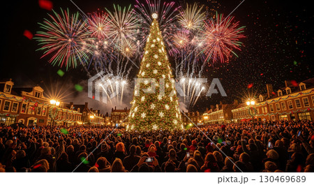 Christmas Tree Lighting Ceremony with Fireworks Show 130469689