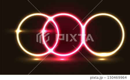 Realistic neon circle glowing light effect. Neon glow vector illustration. Realistic neon circle glowing light effect. Neon glow vector illustration. 130469964