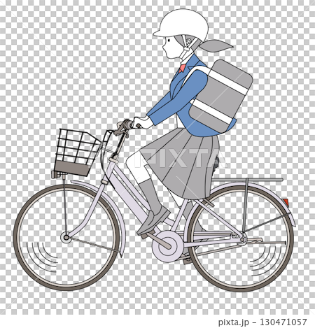 騎自行車的國中和高中女學生 130471057