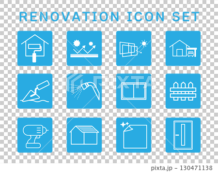 房屋裝修圖示集（淺藍色） 130471138
