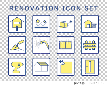 房屋裝修圖示集（藍色和黃色） 130471139