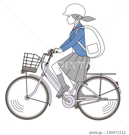 自転車に乗る女子中高生 130471212