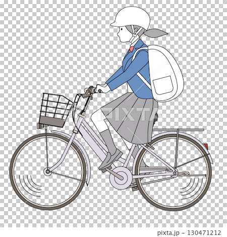自転車に乗る女子中高生 130471212