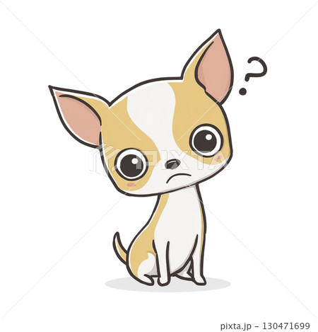 チワワとお散歩する女性の可愛いイラスト 130471699