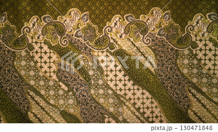Elegant green batik - loyal inspired textile pattern. 130471848