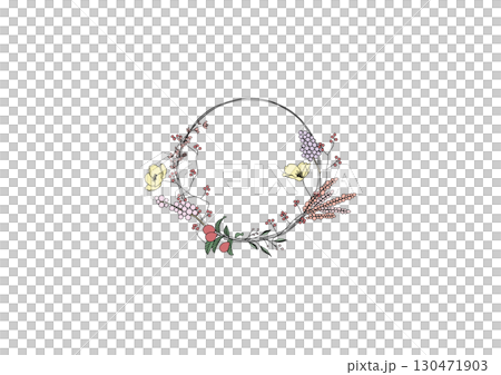 Natural muted color flower wreath 130471903