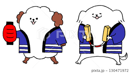 火の用心の声掛けをする犬たち 130471972