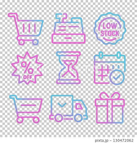 ピンクネオンのECアイコンセット Y2K風 130472062