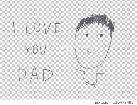 子供が描いたお父さんの似顔絵 子供が描いたお父さんの似顔絵 130472493