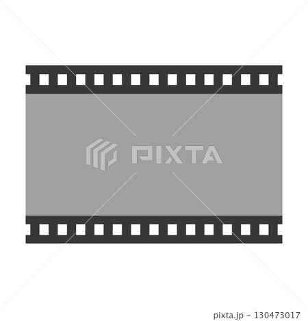 シンプルなグレーのフィルムアイコン、レトロな写真や映像のイメージ 130473017