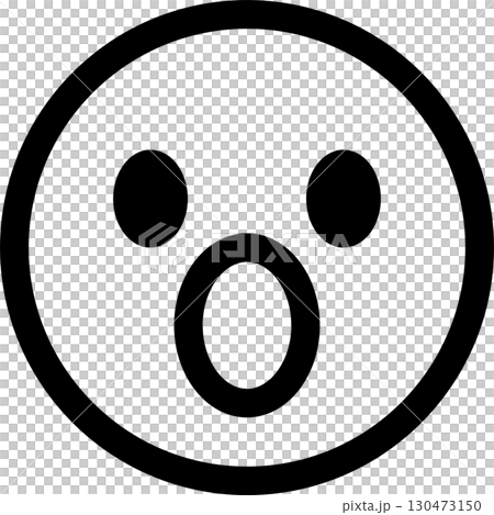 アイコン　絵文字　顔文字　顔　驚く　びっくり　ひらめく　飾り　イラスト　デザイン　素材 130473150