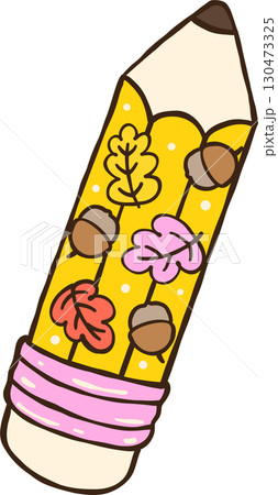 Cute Autumn Back to School, Pencil with Autumn Leaves and Acorns Cute Autumn Back to School, Pencil with Autumn Leaves and Acorns 130473325