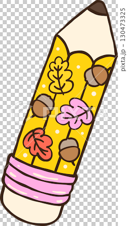 Cute Autumn Back to School, Pencil with Autumn Leaves and Acorns Cute Autumn Back to School, Pencil with Autumn Leaves and Acorns 130473325