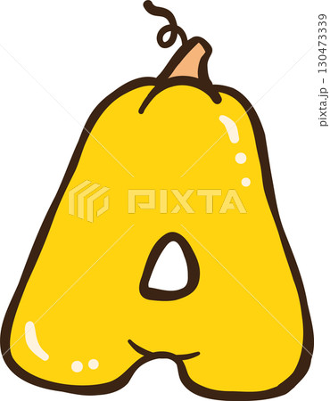 Cute Autumn Back to School Pumpkin Shaped Letter A Illustration Cute Autumn Back to School Pumpkin Shaped Letter A Illustration 130473339