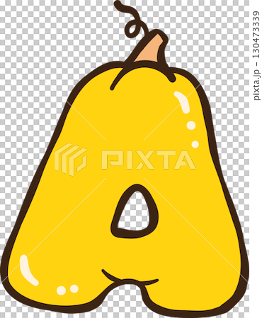 Cute Autumn Back to School Pumpkin Shaped Letter A Illustration Cute Autumn Back to School Pumpkin Shaped Letter A Illustration 130473339