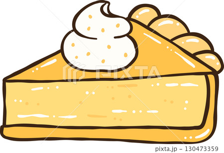 Cute Autumn Back to School pumpkin spice cake slice illustration 130473359