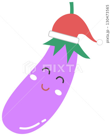 minimal cute eggplant with smiling face minimal cute eggplant with smiling face 130473565