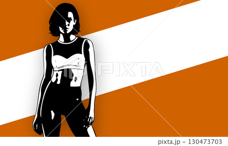 レトロでサイケデリックな女性のイラスト素材 130473703