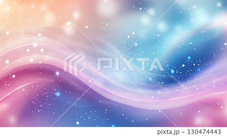 パステルカラーの抽象的なキラキラ光り輝くウェーブ背景 130474443