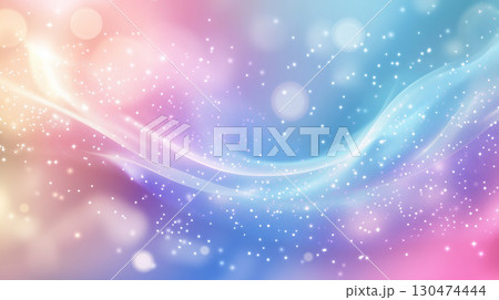 抽象的なキラキラ光り輝くパステルカラーのウェーブ背景 130474444