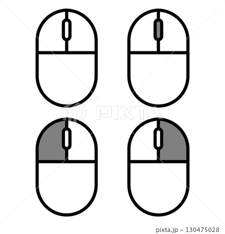 クリック・スクロールの操作を表すマウスのイラスト 130475028