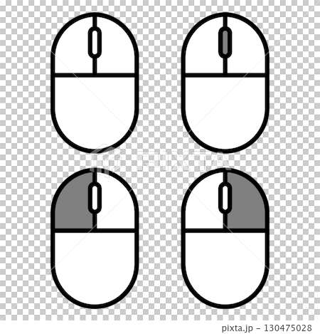 顯示單擊和滾動操作的滑鼠插圖 130475028