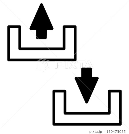 アップロードとダウンロードのアイコン アップロードとダウンロードのアイコン 130475035