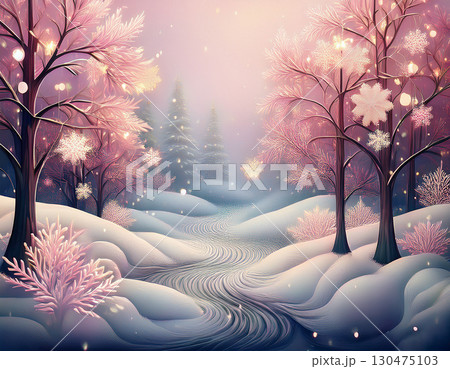 クリスマス　雪　生成AI　背景 130475103