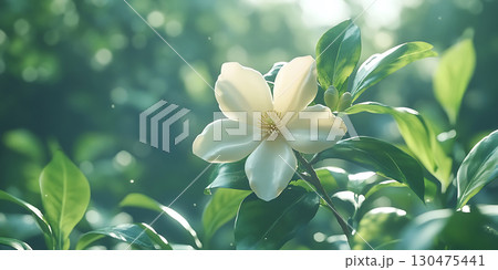 Stunning Gardenia Bloom A Serene Botanical Photograph 130475441