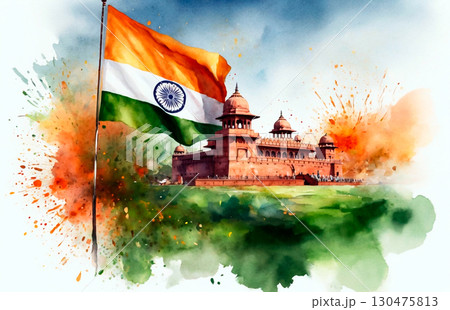 The of watercolor imageindian republic day 130475813
